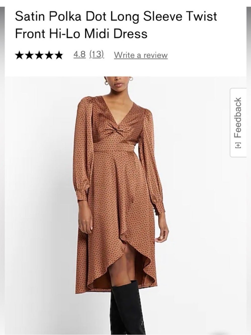 NWT Express satin high low polka dot dress extra small